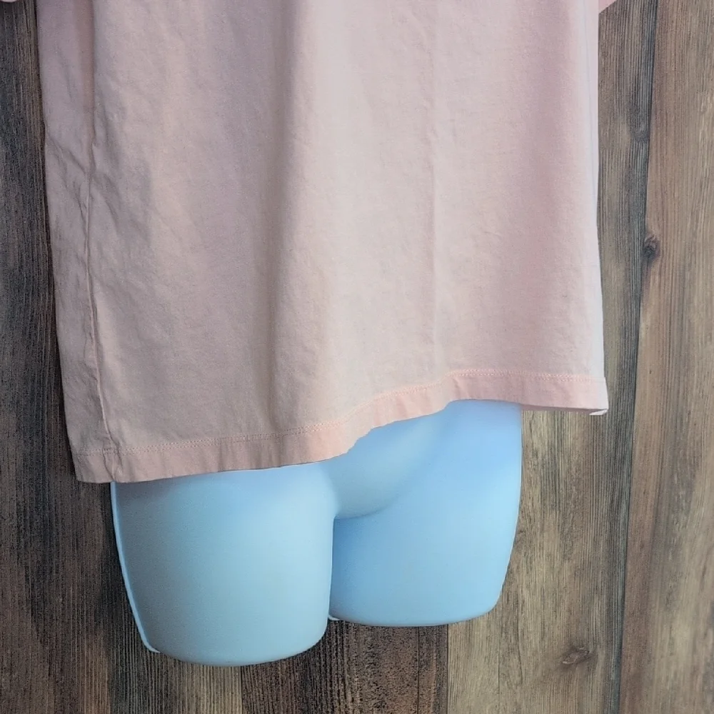 Nike Peach/Navy Blue Short Sleeve Crop Tee with Sporty Stripes L